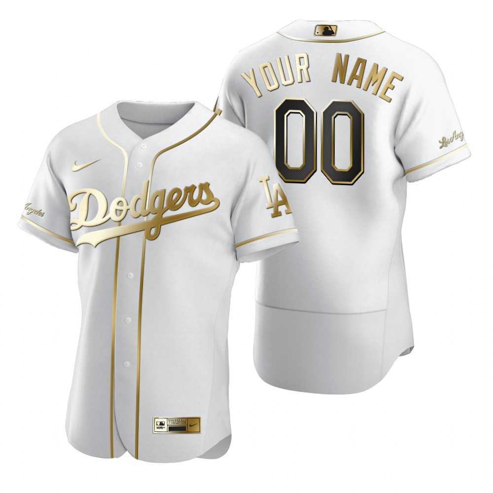 Los Angeles Dodgers Customized Nike White Stitched MLB Flex Base Golden Edition Jersey